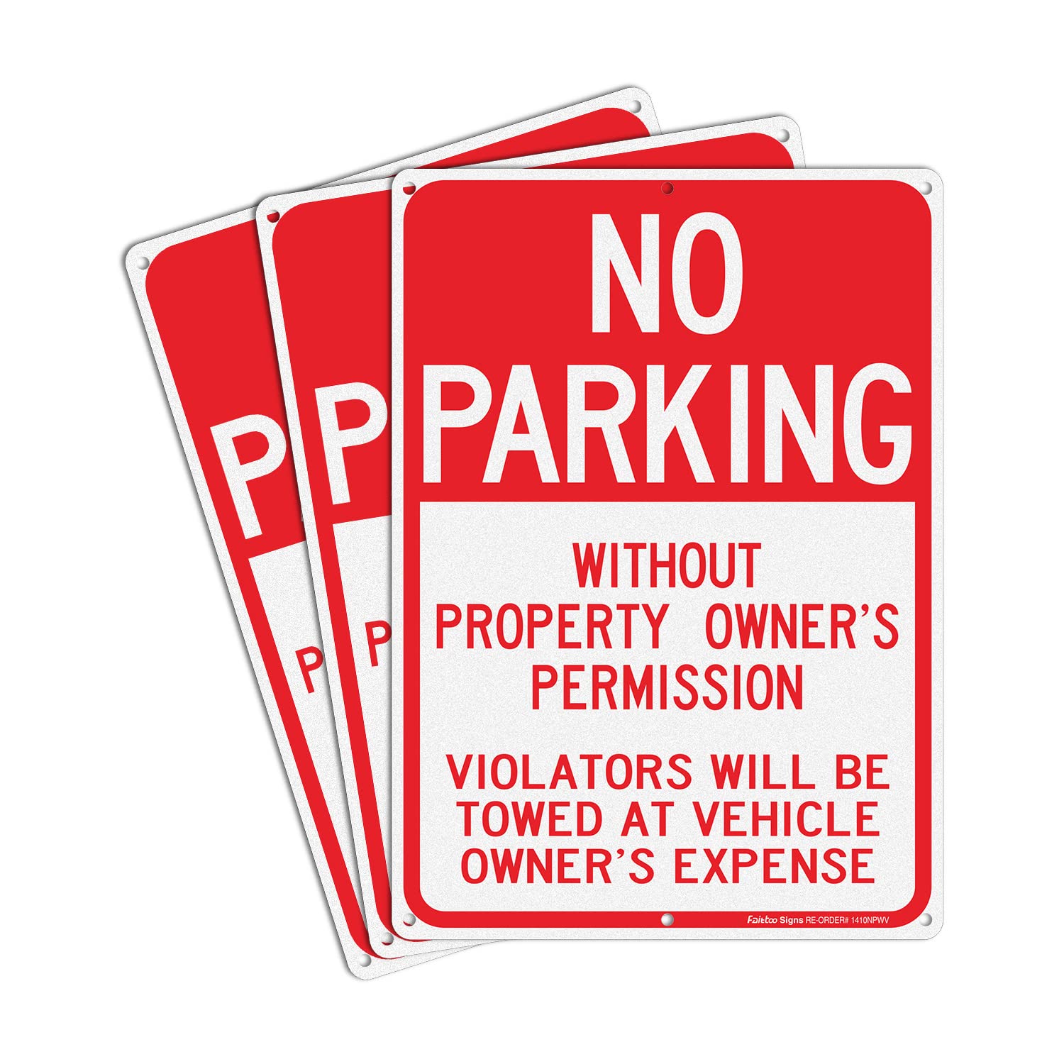 Brady Cartello Di Controllo Traffico - Parcheggio Riservato, Rimozione Forzata A Spese Del Proprietario, 45x30cm, Rosso Su Bianco, Plastica B-401