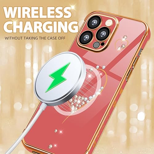 Miniatura 10 de Petitian Funda para iPhone 13 Pro Max, bonita funda de corazón con purpurina para iPhone 13 Pro Max, cubierta femenina chapada en oro para 13 Promax