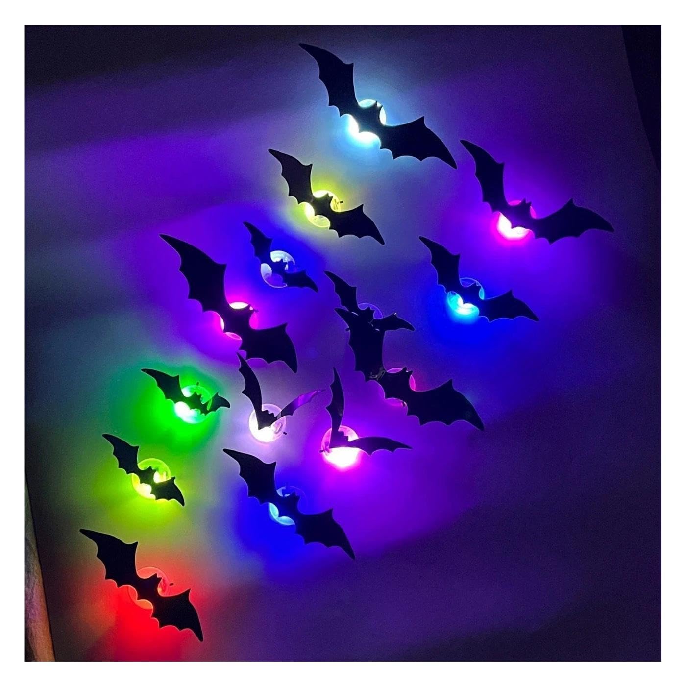 12/24/36 Uds. Pegatinas de pared de murciélago LED 3D for decoración de fiesta de Halloween(36pcs)