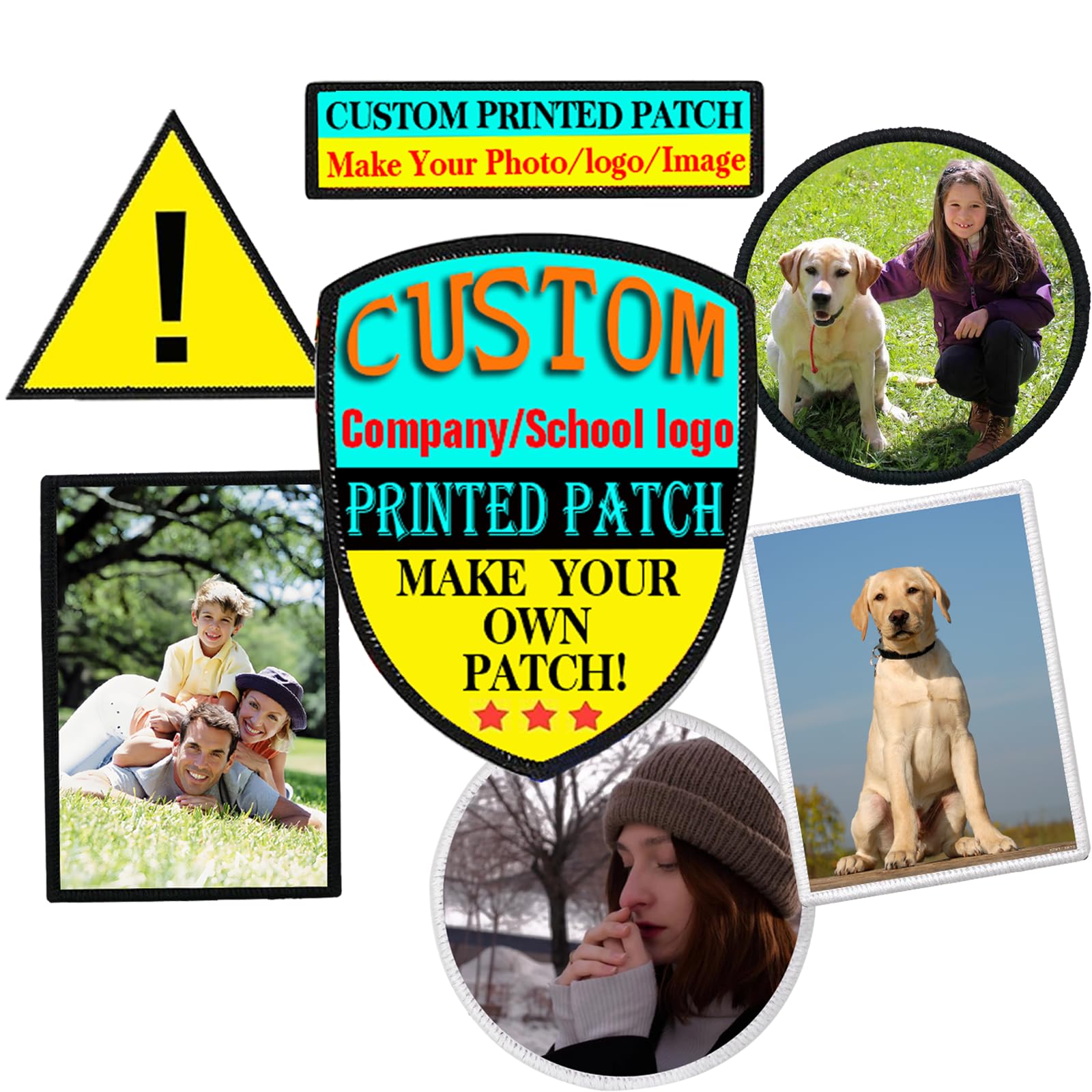 Patch Stampa Immagine Personalizzata, Toppe Tattiche Personalizzate da Ferro su per Abbigliamento, Giacche, Cappelli, Pettorine per Cani Aggiungi la Tua Foto/Logo - Rotonda - 50 Pezzi