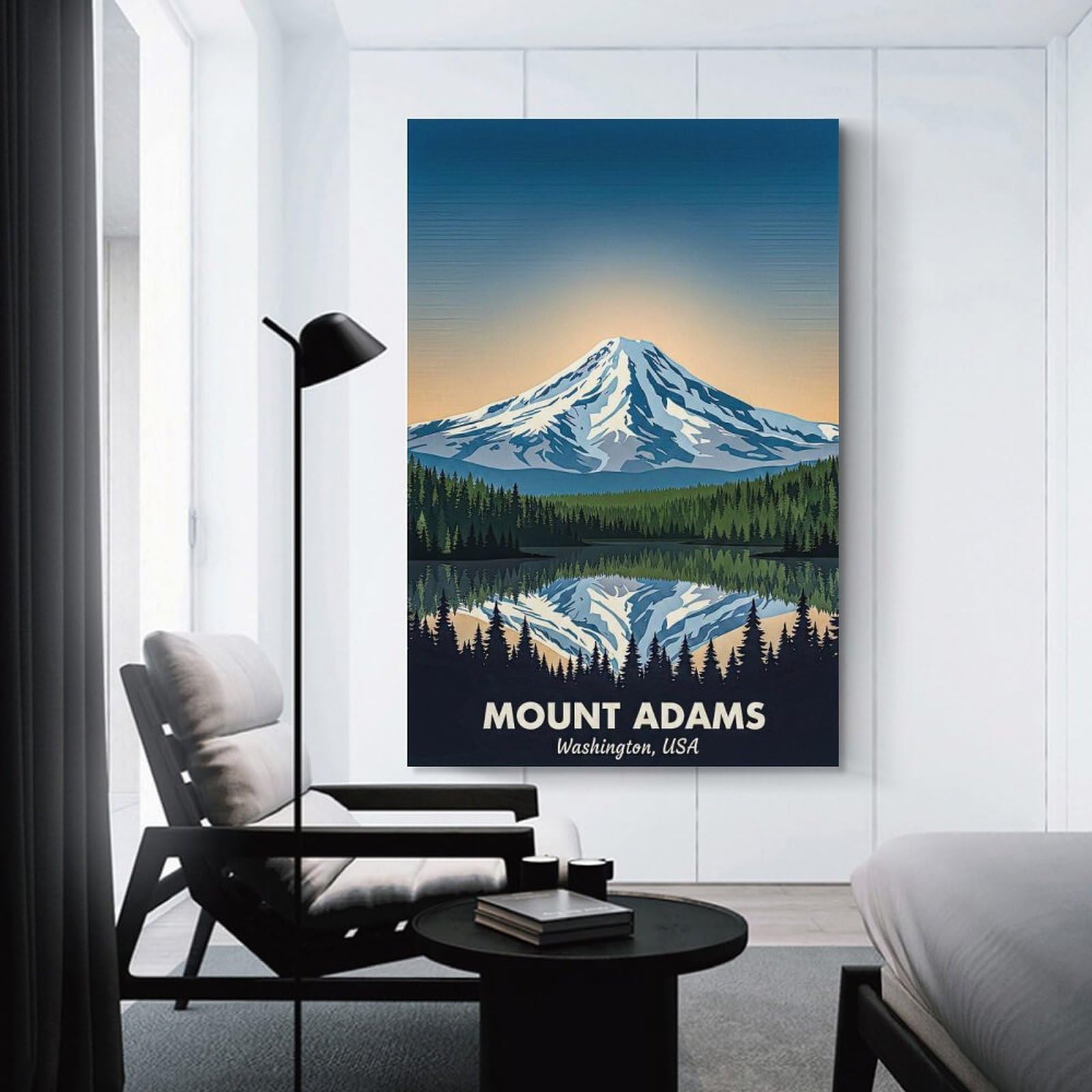 Junmoney Mount Adams Washington USA Vintage Home Decor Wall Art 24x36inch(60x90cm), for Restful Interiors, Bedrooms Or Small Rooms, Decorative Wall Art for Cosy Rooms