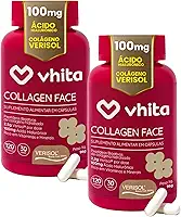 Vhita Colágeno Hidrolisado Verisol Com Ácido Hialuronico 120 Cápsulas - 2 Potes