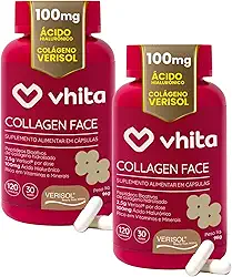 Vhita Colágeno Hidrolisado Verisol Com Ácido Hialuronico 120 Cápsulas - 2 Potes