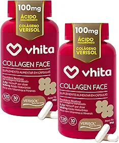 Vhita Colágeno Hidrolisado Verisol Com Ácido Hialuronico 120 Cápsulas - 2 Potes