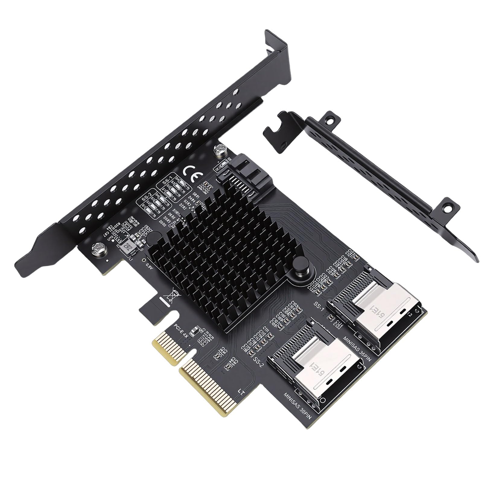 Jiawu Karta PCIe na Serial ATA, Karta rozszerzeń 3.0 6 Gb/s z 2-portowym Adapterem MiniSAS SFF 8087 do Pamięci Masowej Serwera Stacjonarnego NAS