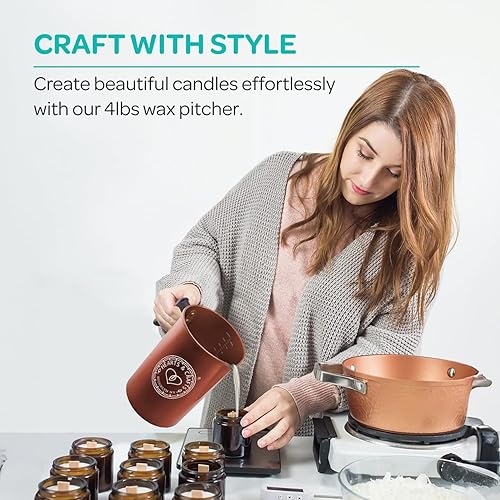 Miniatura 2 de Hearts & Crafts Macetas de velas, jarra de aluminio para vertir velas de 64 onzas, olla para hacer velas para cera derretida de 4 libras, color