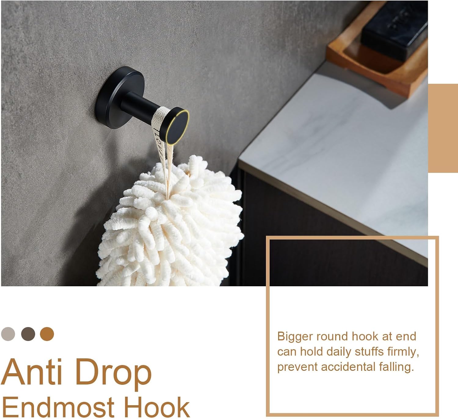APLusee Matte Black Robe Towel Hook, Stainless Steel Modern Coat Hook, Utility Shower Towel Hanger for Bathroom Kitchen Home Storage