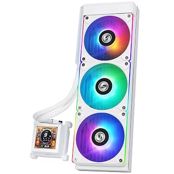 Lian Li Hydroshift 360 AIO - Pre-Installed 3 x ARGB Fans - Side-Mounted Coolant Pathway - 2.88 LCD Screen - 480 480 Resolution - Captured Screenshots or Recorded Videos - White HSLCD36RW | Pre-Installed 3 ARGB Fans, Side-Mounted Coolant Pathway, Capture Images, Recorded Videos, LGA 1851,1700, 1200, AM5, AM4