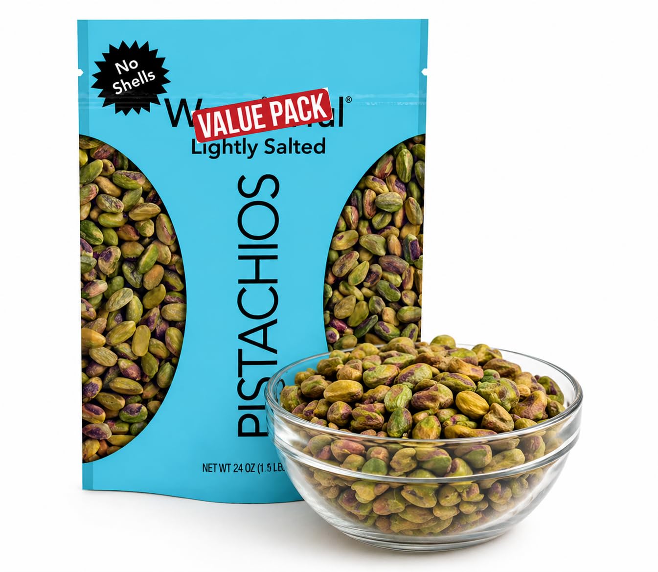 Lightly Salted Pistachios, No Shells, 24 oz.