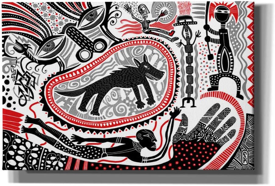 Epic Graffiti 'Wolf' by Dan Fenelon Giclee Canvas Wall Art, 18" x 12", Red