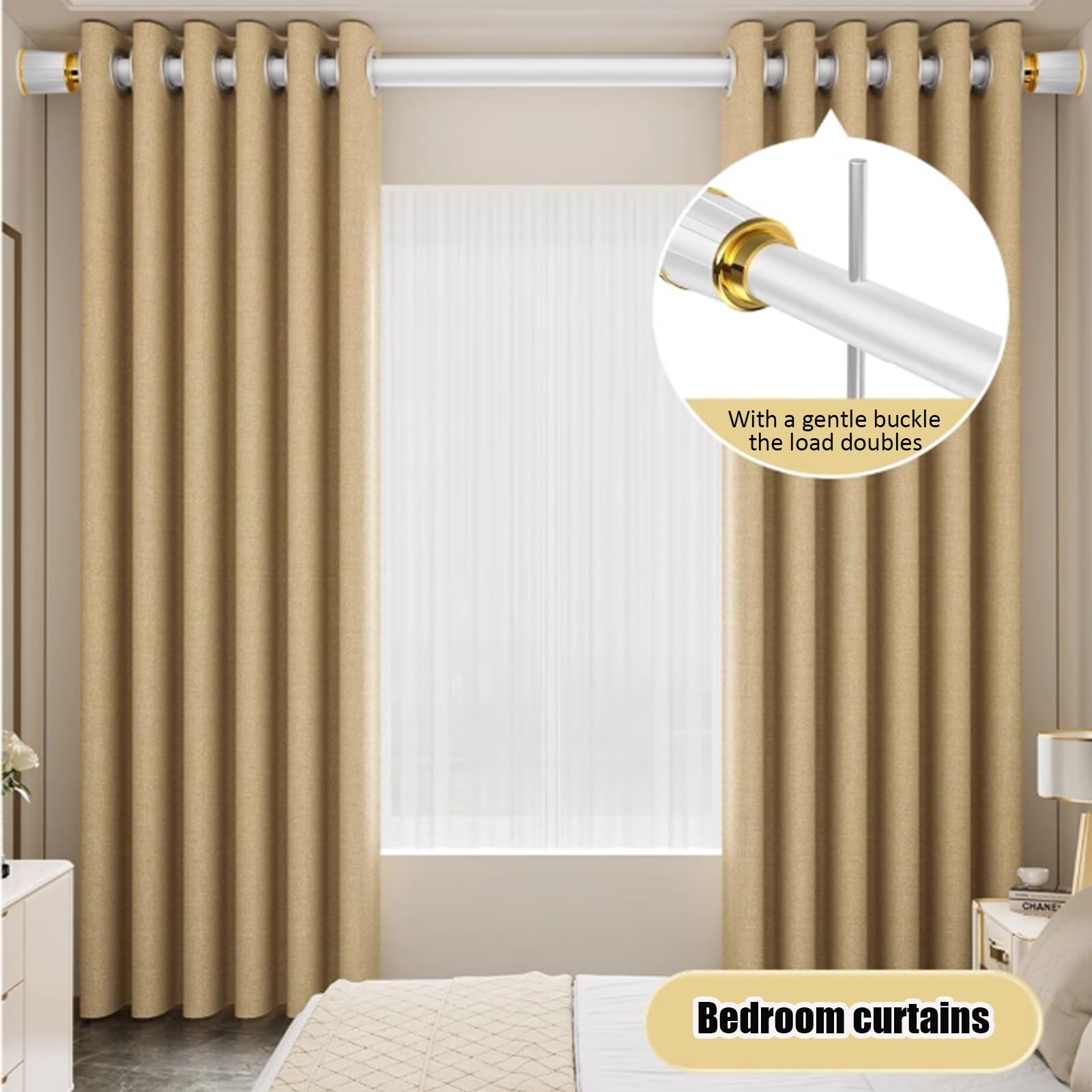 Bastone per Tende Estensibile 40-500 cm, asta per tenda da doccia senza foratura, Bastone Tenda Doccia Regolabile con antiscivolo per finestre bagni armadi camere da letto(Acero inoxidable,110-200cm)