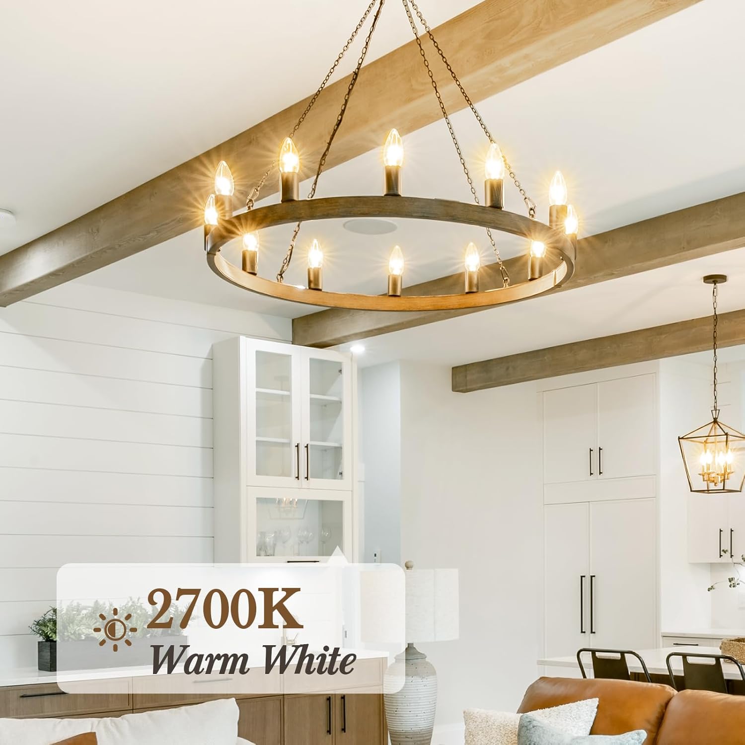 E12 LED Bulb Dimmable Chandelier Lights 6 Watt, 2700K Soft Warm White Dimmable E12 Candelabra Light Bulbs, B10 Cear Glass Candle Light Bulbs, 80+CRI, 600LM, 60 Watt Equivalent, 12 Pack