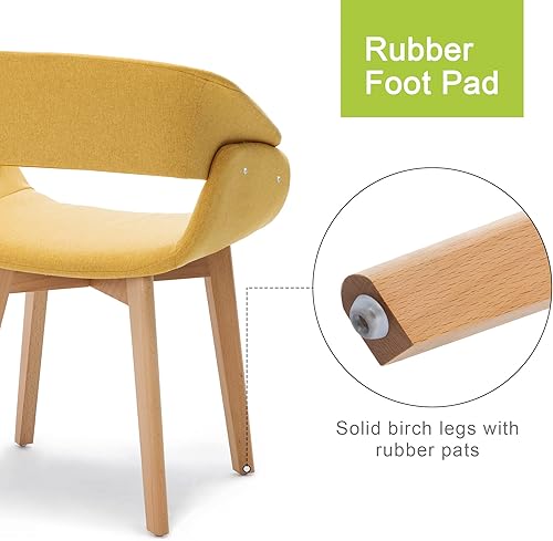 Miniatura 6 de ivinta Juego de 2 sillas de comedor modernas con cojín de tela tapizada y patas de madera maciza para comedor, cocina, sala de estar, Resturant 9122