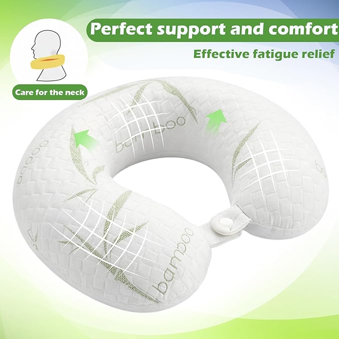 Set 2 Almohadas de Viaje Espuma Viscoelástica Bambú miniatura 4