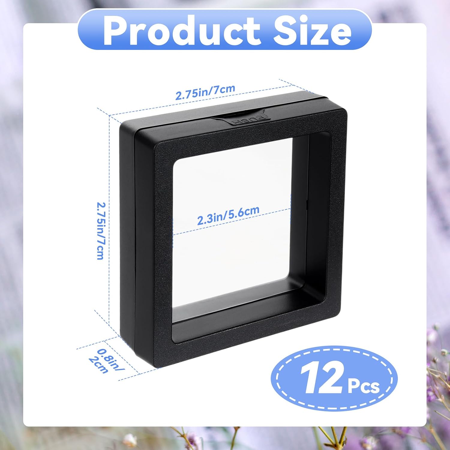 12 Pcs 3D Floating Frame Display Stand, Transparent Jewelry Gift Boxes