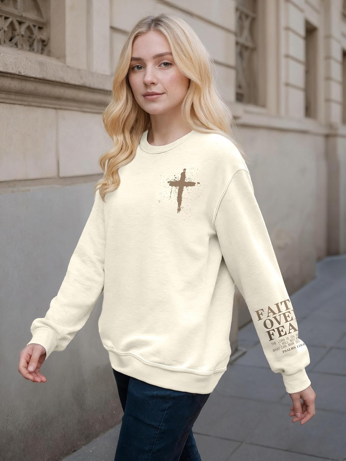 Christian Sweatshirts for Women Jesus Faith Religious Sayings Shirts Cross Graphic Bible Inspirational Pullover Tops - Image 3