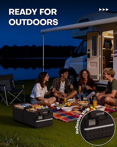 Miniatura 7 de HOTOR Organizador táctico para maletero de automóvil, organizador plegable para maletero de SUV con bolsillo frontal Molle y tiras reflectantes,