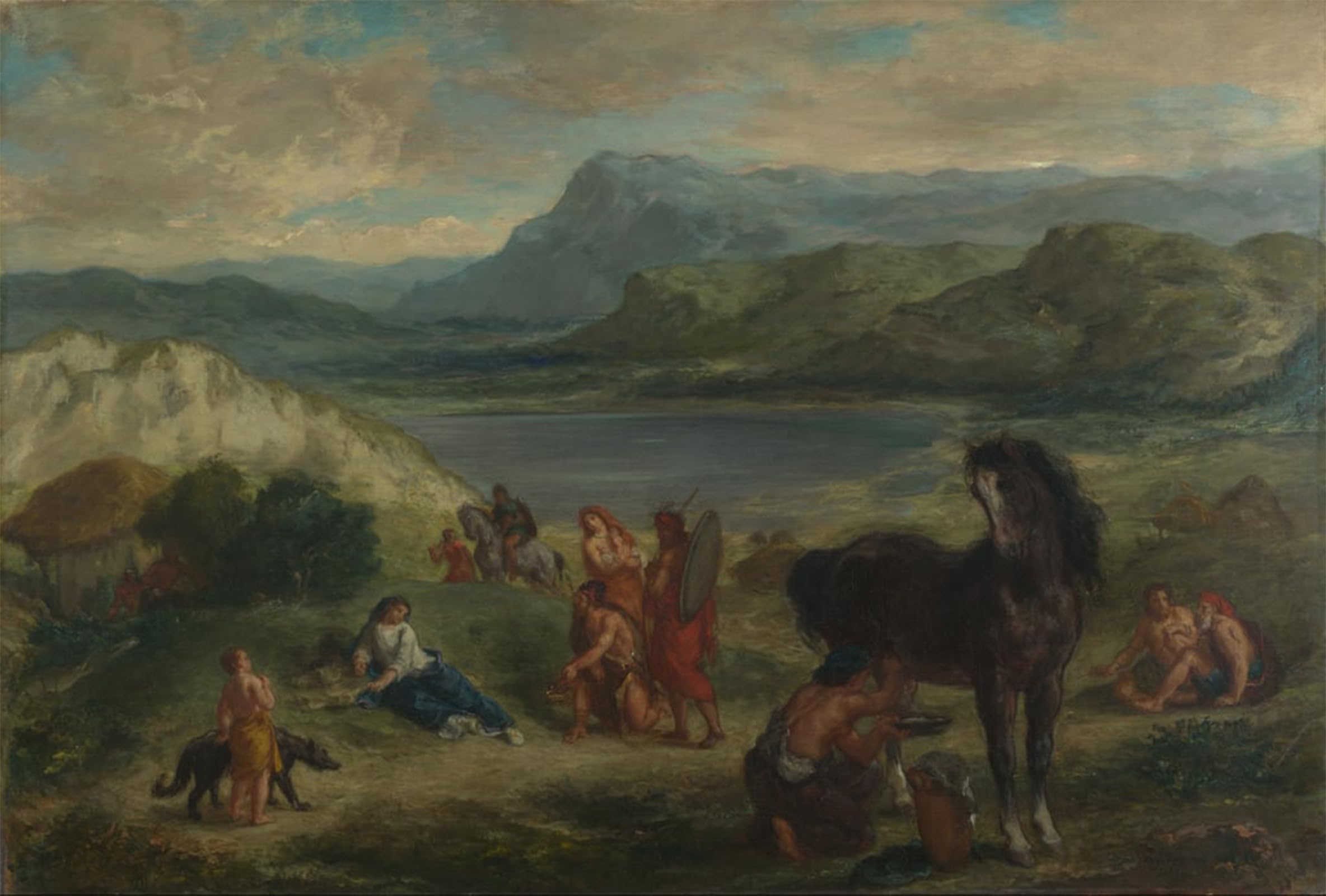 ARTXLXXBN Famous Prints Artwork Pictures Poster Painting Art Ovid Among the Scythians by Eugene Delacroix Artwork Landscape Pictures for Home Decor 60x90cm