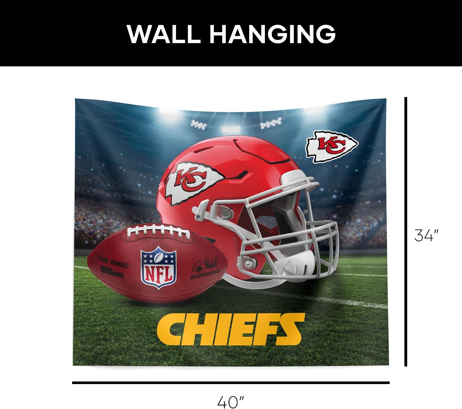 Northwest The Company NFL Kansas City Chiefs Printed Wall Hanging, 34" x 40", Gametime, Team Colors