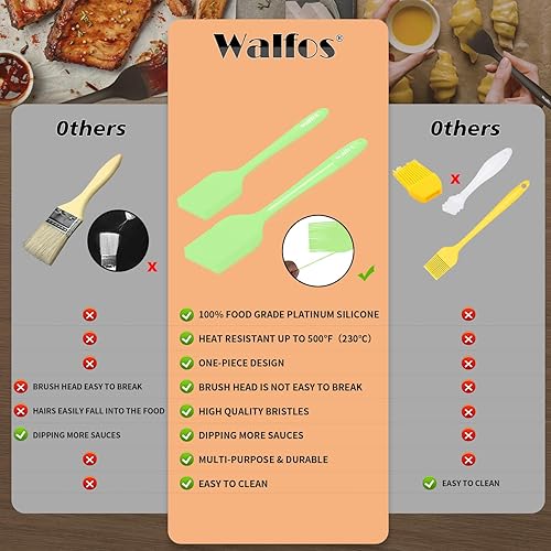 Miniatura 108 de Walfos Cepillo de silicona para pastelería, juego de cepillos para untar resistentes al calor, perfecto para hornear, parrilla de barbacoa, cocina
