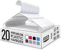 UTOPIAHOME 20 Pack Space Saving Plastic Clothes Hangers - Durable White Coat Hangers with Shoulder Grooves for Shirts & Blouses