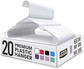 Utopia Home Clothes Hangers 20 Pack - Plastic Hangers Space Saving - Durable Coat Hanger with Shoulder Grooves (White)