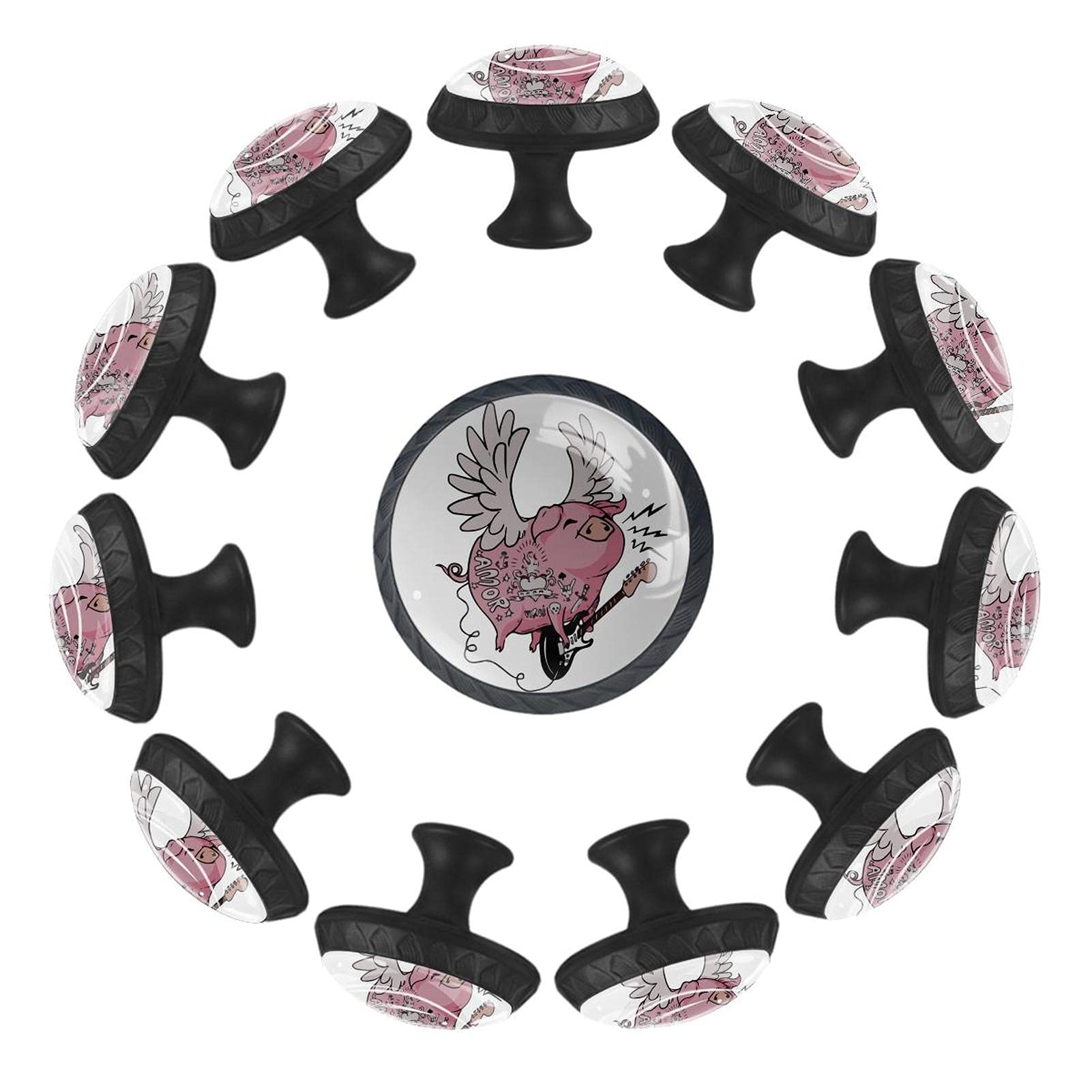 Boutons de tiroir cochon ailé ronde 35 mm pour adoucir la chambre de bébé