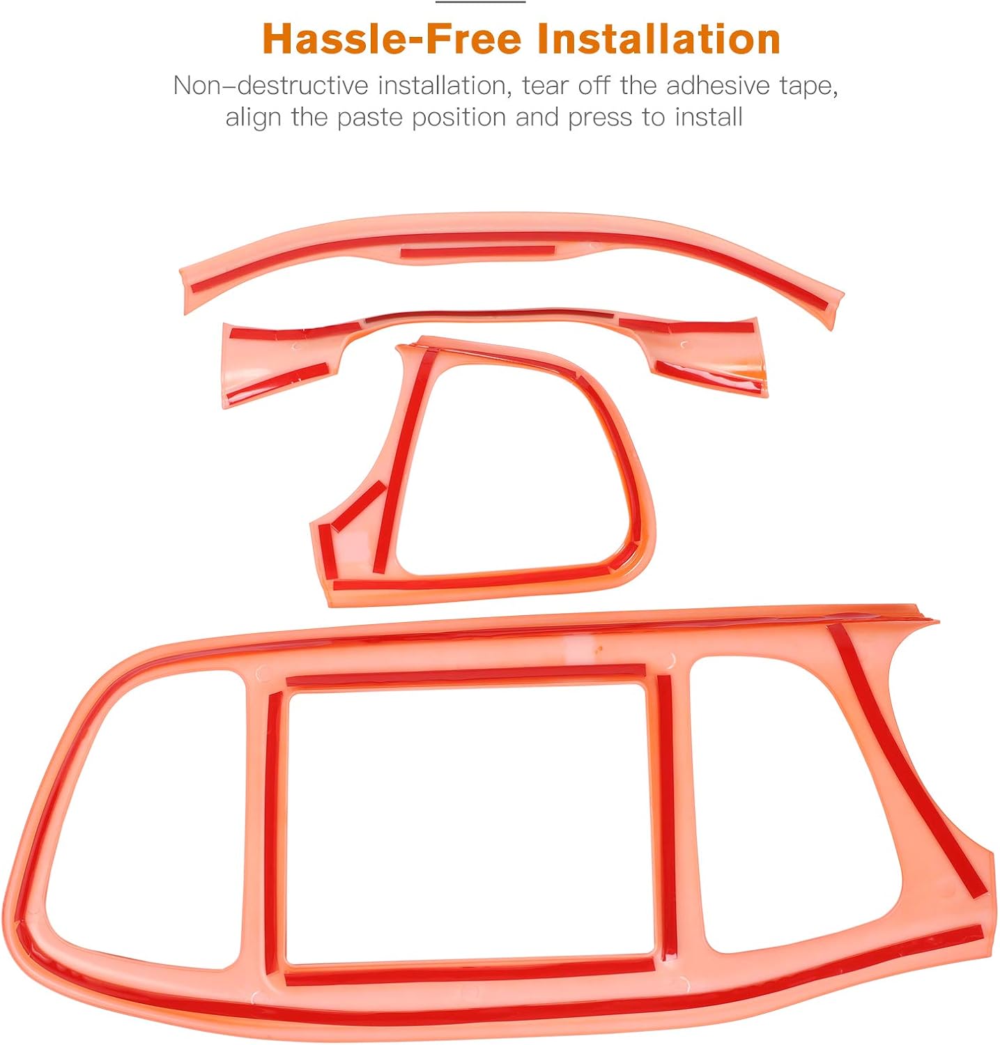 JeCar Center Console Dashboard Panel Trim Interior Decoration Accessories Compatible with Dodge Challenger 2015-2023, Orange