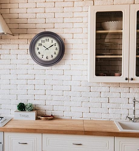 Miniatura 5 de 45MinST Reloj de pared retro de 12 pulgadas, movimiento silencioso que funciona con pilas, decoración para el hogar, decoración de pared, fácil de