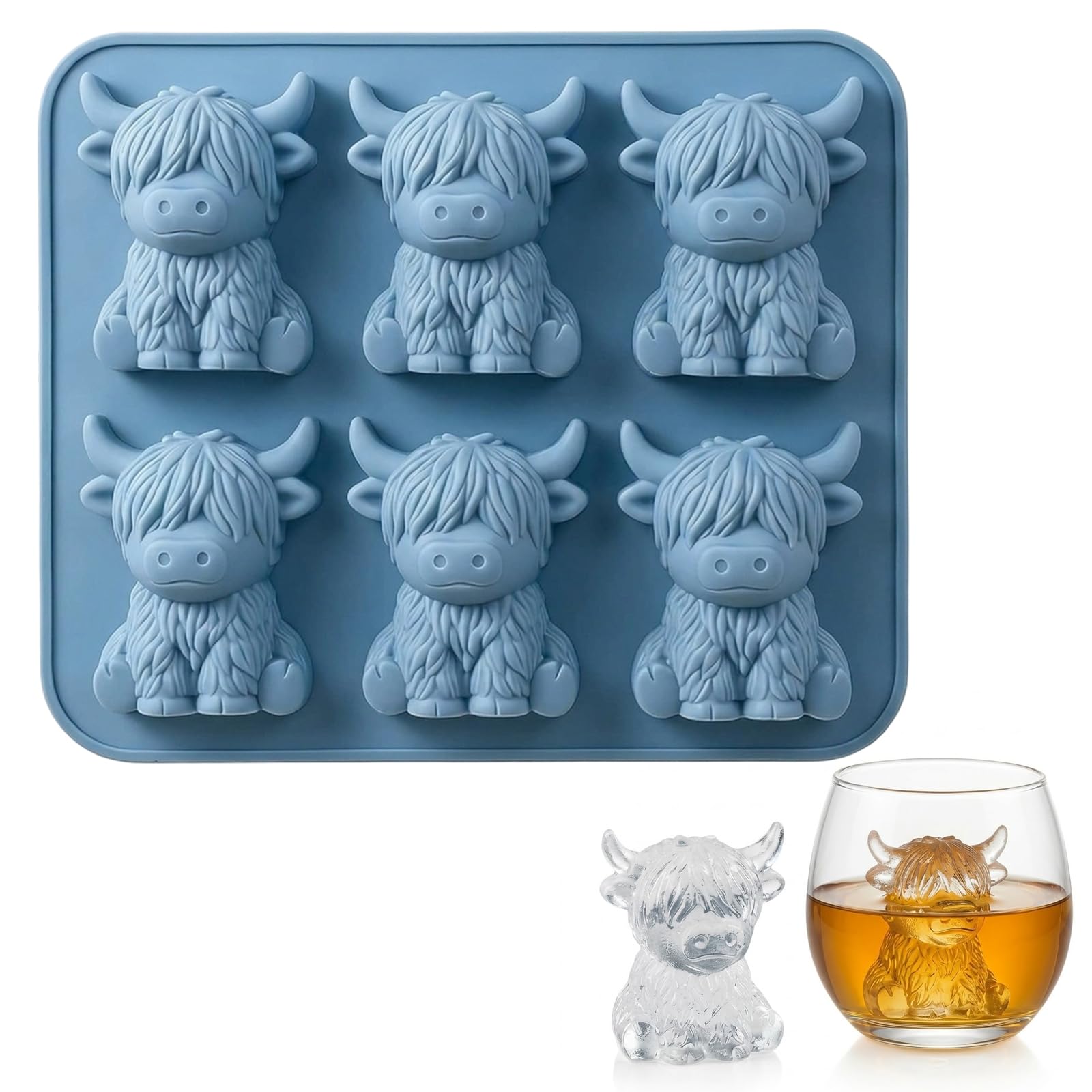 Highland Cow Ice Cube Tray, Mini Highland Cow Ice Cube Mold, Whiskey and Cocktail Party Ice Preparation, Highland Cow Silicone Mould for Daily Beverage Enhancement