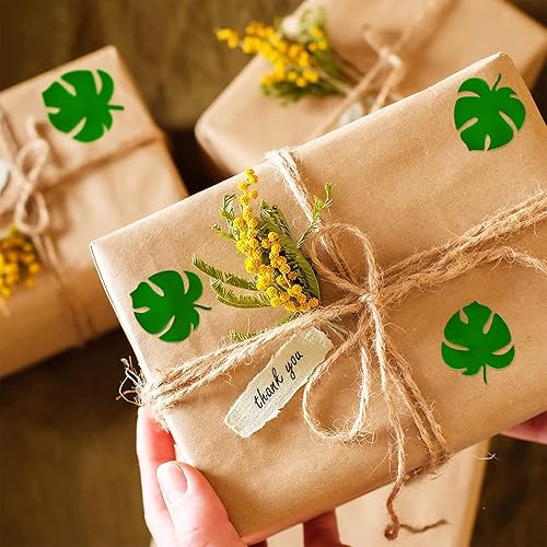 Miniatura 4 de Whaline 500 calcomanías de Monstera de papel de aluminio verde, autoadhesivas, hojas de Monstera, calcomanías de hojas de plantas tropicales para