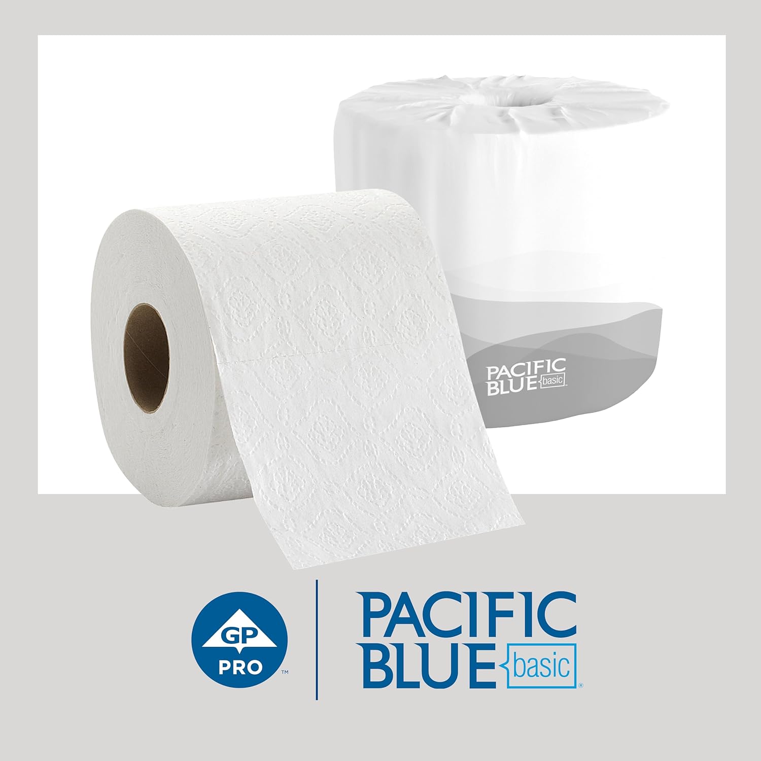 Pacific Blue Basic 1-Ply Embossed Toilet Paper (Previously Branded Envision), 19881/01, 550 Sheets Per Roll, 80 Rolls Per Case
