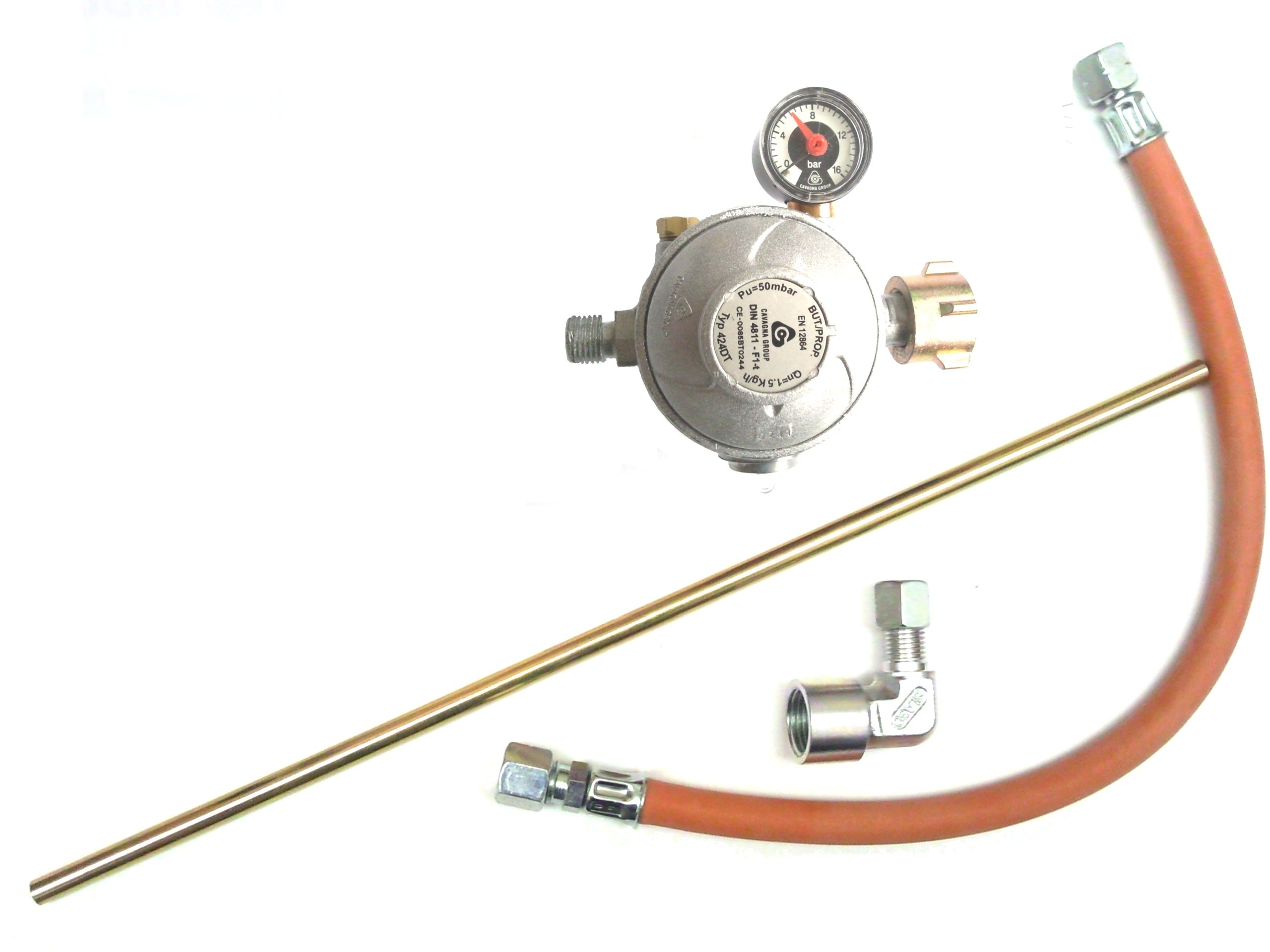 Gasherdanschluß-Set 4tlg. 50mbar m.Manom+2st.Sicher