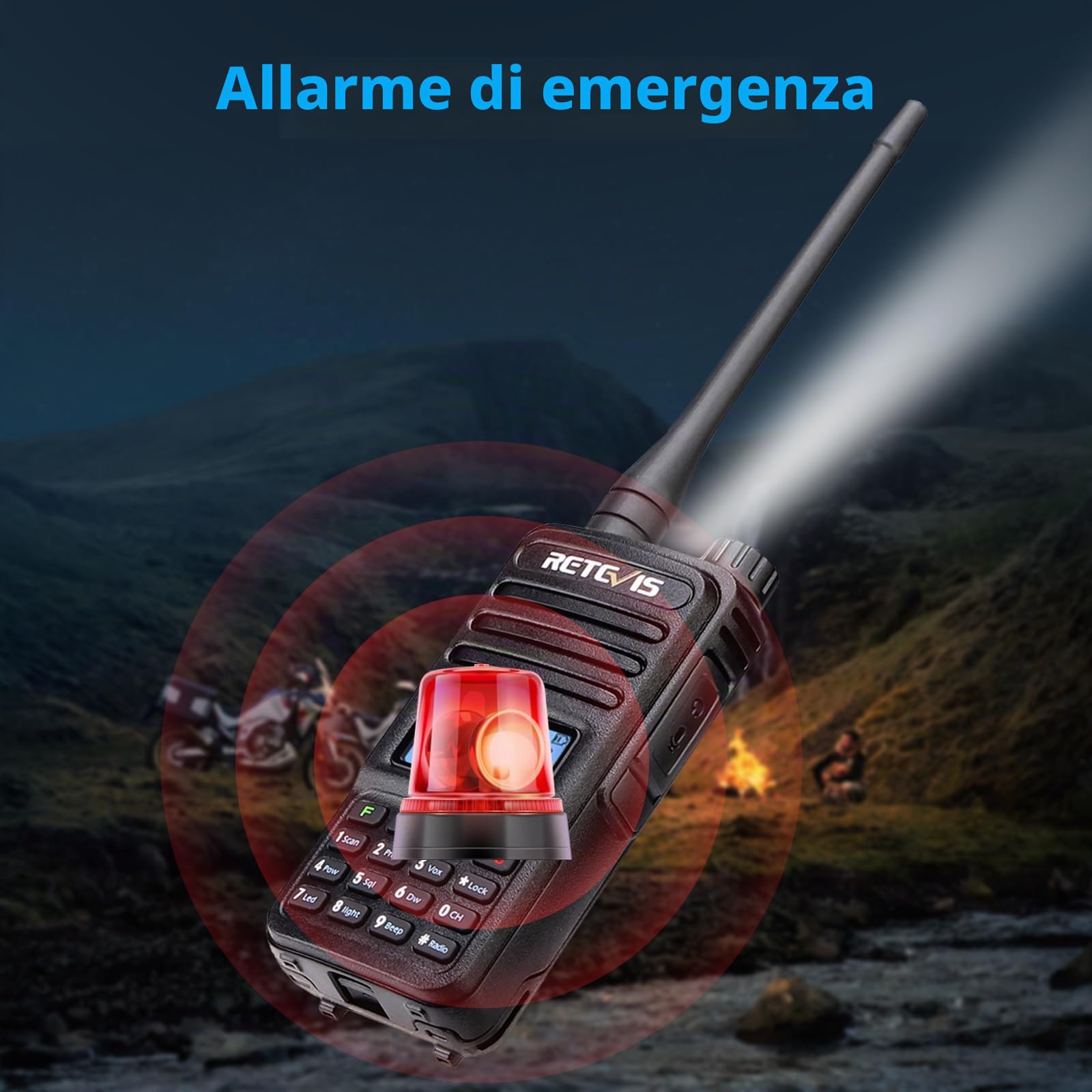 Retevis RT85 Walkie Talkie a Lungo Raggio, Radio Ricetrasmittenti Dual Band, 200 Canali DTMF 1400mAh Torcia LED; Professionali Walkie-Talkie Ricaricabili per Caccia, Escursionismo (Nero, 2Pz)
