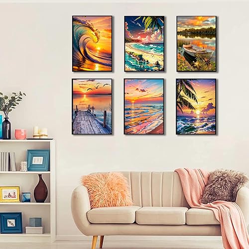Miniatura 4 de Pintura por números para adultos  Pintura para adultos por número para adultos lienzo fácil  bosque atardecer paisaje pintura por números para