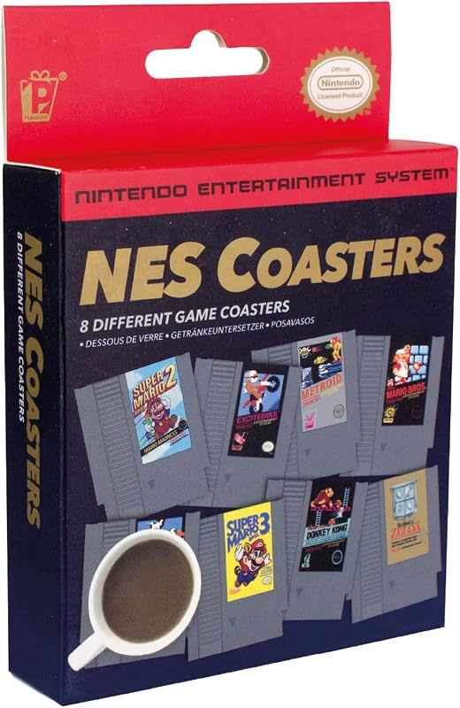 Paladone Nintendo nes Cartridge Retro Drink Coasters for Gamers - Set de 8 - Con Donkey Kong, Legend of Zelda, Super Mario y más juegos clásicos