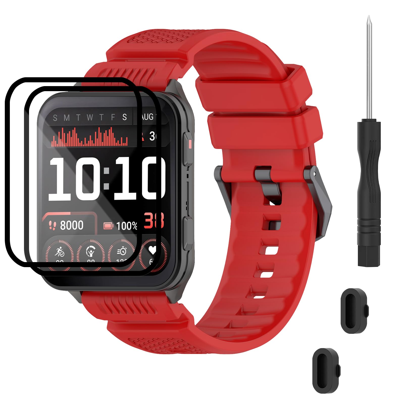 TopPerfekt Straps Compatible for Garmin Venu X1, Soft Silicone Watch Strap, Waterproof Adjustable Sport Replacement Wristbands for Venu X1 Smartwatch for Women and Men (Red)