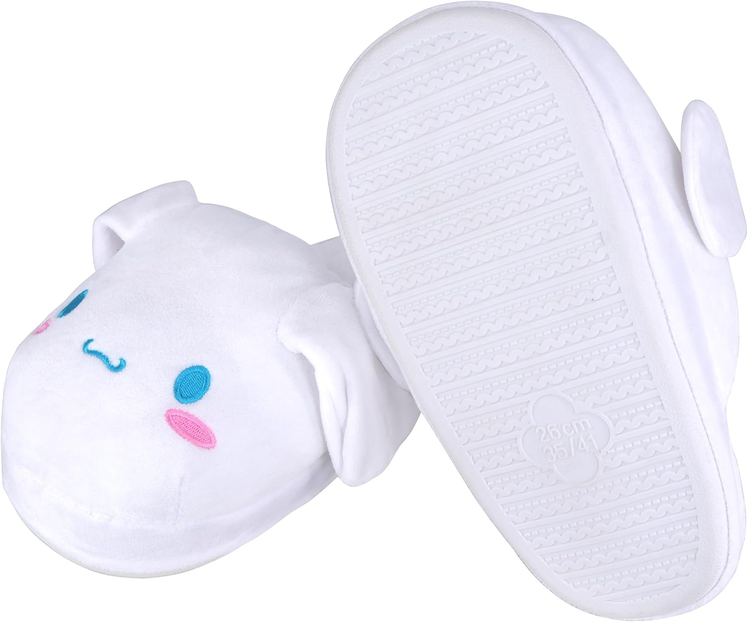 Roffatide Anime Fuzzy House Slippers with Rubber Sole for Women - Closed Toe, Open Back Foam Slippers