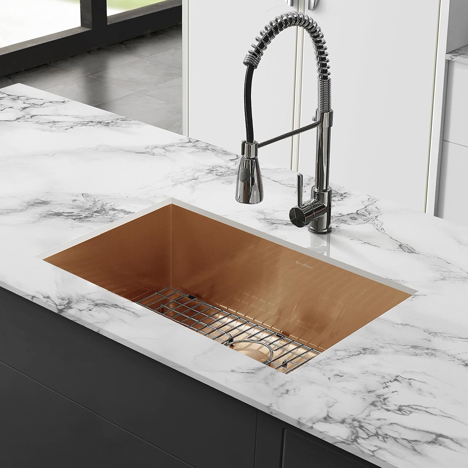 Tourner 27 x 19 Stainless Steel, Single Basin, Undermount Kitchen Sink in Gold