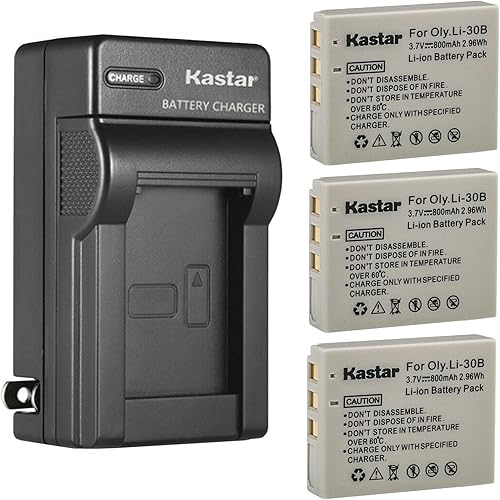 Miniatura 7 de Kastar Paquete de 2 baterías y cargador de pared CA de repuesto para batería Olympus Li-30B Li30B, cargador Li-30C Li30C, Stylus Verve Digital,