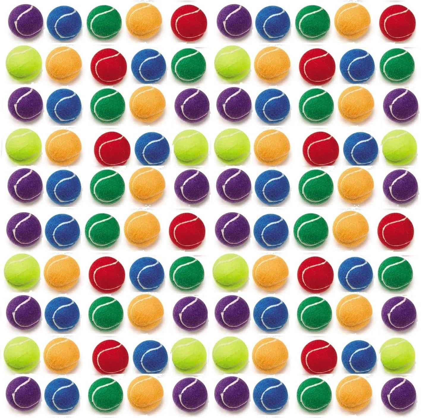 Colorful Bulk Dog Tennis Balls Mini Regular Large Jumbo Fun Healthy Exercise (Mini 2" - 100 Balls)