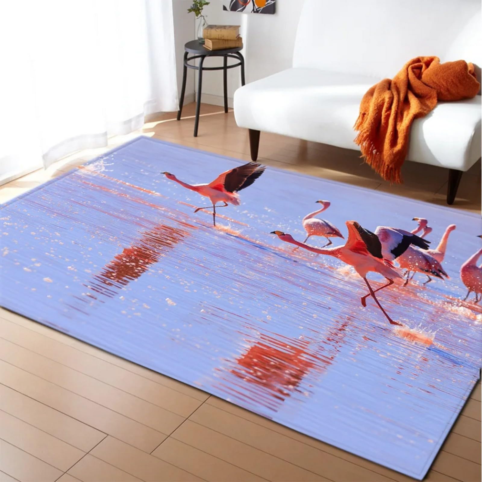 Tapis de zone flamant animal imprimé antidérapant pour salon et canapé 140x200cm