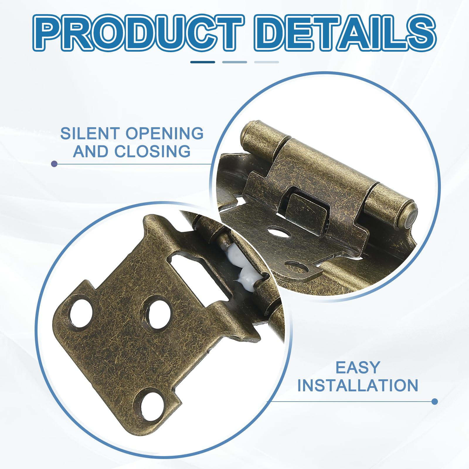 PATIKIL Self-Closing Cabinet Hinges Semi-Overlay 1/2 Inch - Image 3