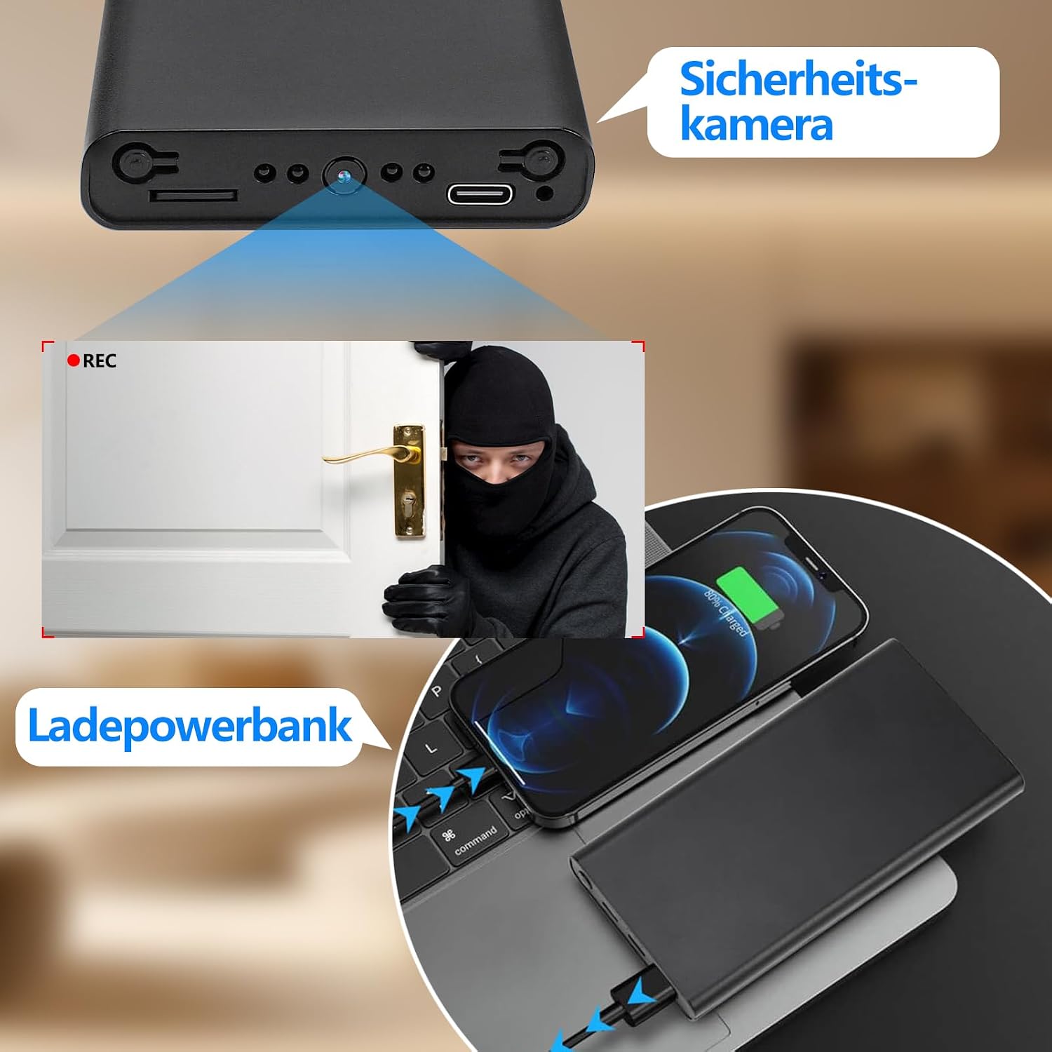 Mini-Kamera,Sicherheitskamera,HD1080P-Indoor/Outdoor-Überwachungskamera,Videorecorder,Kontinuierliche Aufzeichnung und Bewegungserkennung,Innen/Büro/Geschäft Überwachungskamera,Ohne WLAN - 8