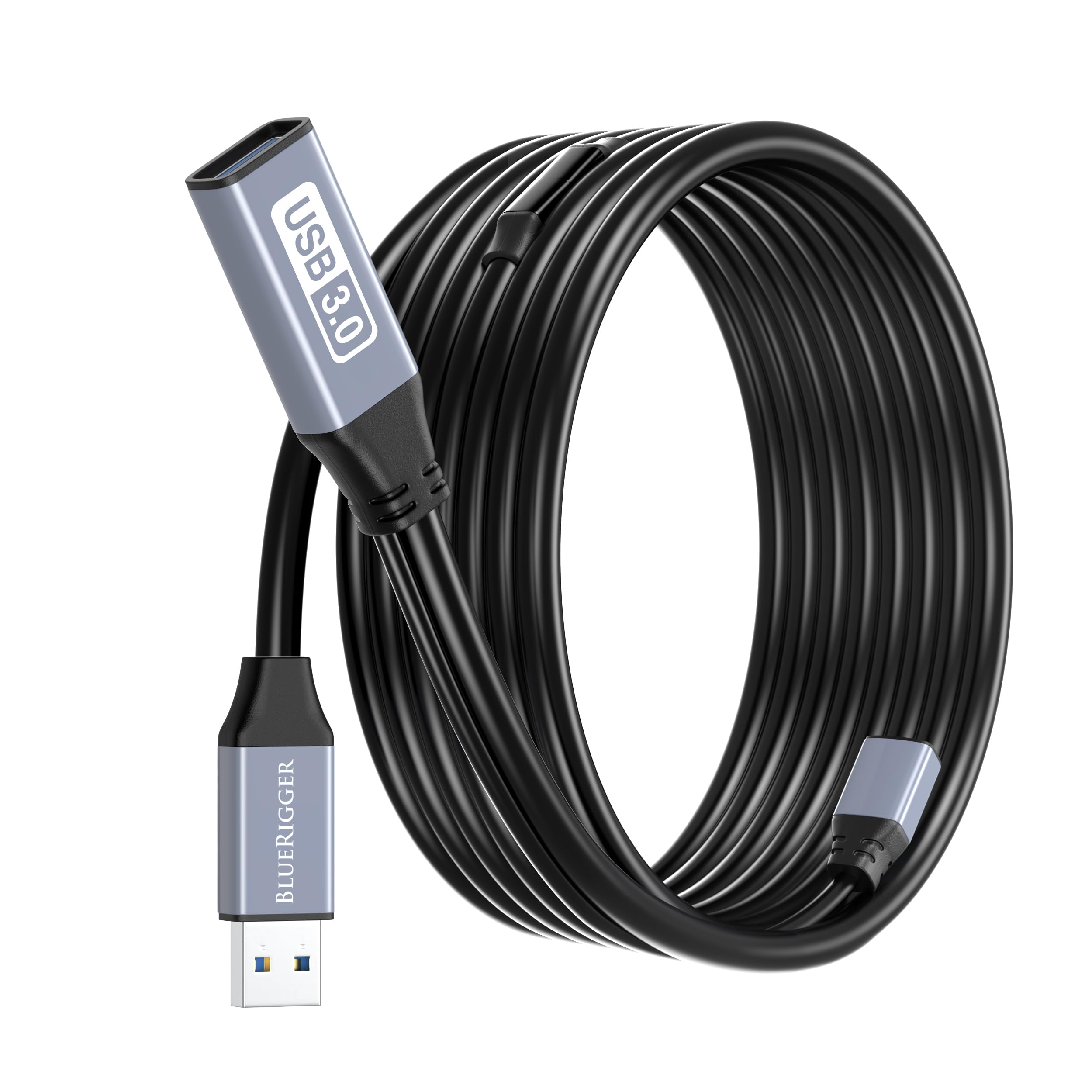 BlueRigger USB 3.0 Extension Cable (50FT, Active, 5 Gbps, In-Wall CL3 Rated, Type A Male to Female Adapter Cord) - Long USB Repeater Extender for VR