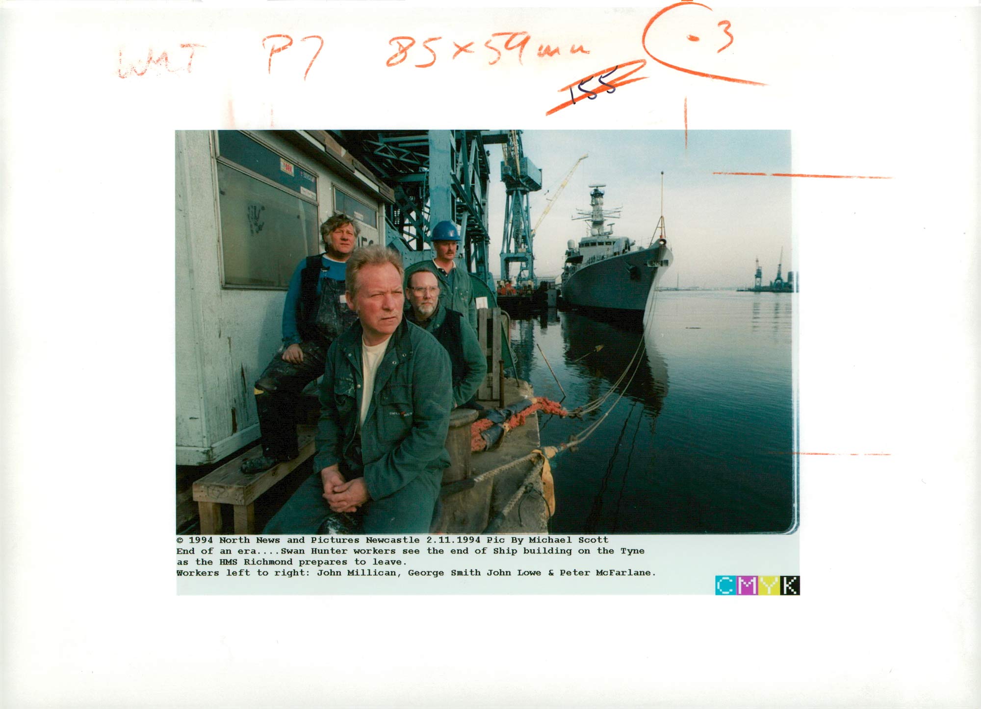 Vintage photo of Swan Hunter workers, John millican, George smith, john lowe and peter mcfarlane
