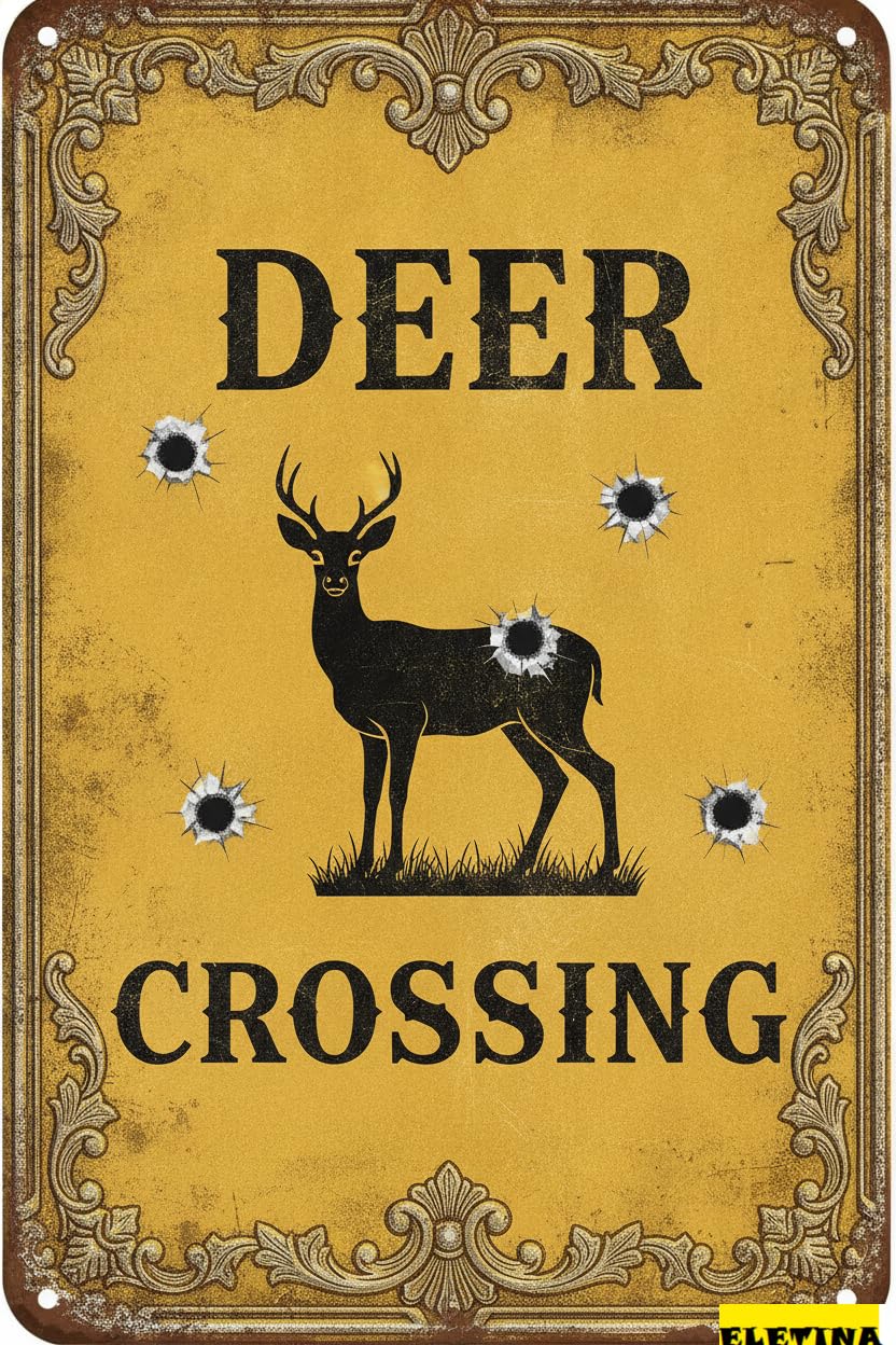 Personalized Sign for Man Cave Deer Crossing Aluminum Warning Aluminum Porch S Caution Warning Metal Wall Gate Outdoor Driveway Floor Garden 8x12in Metal Quality Private Property Decorative