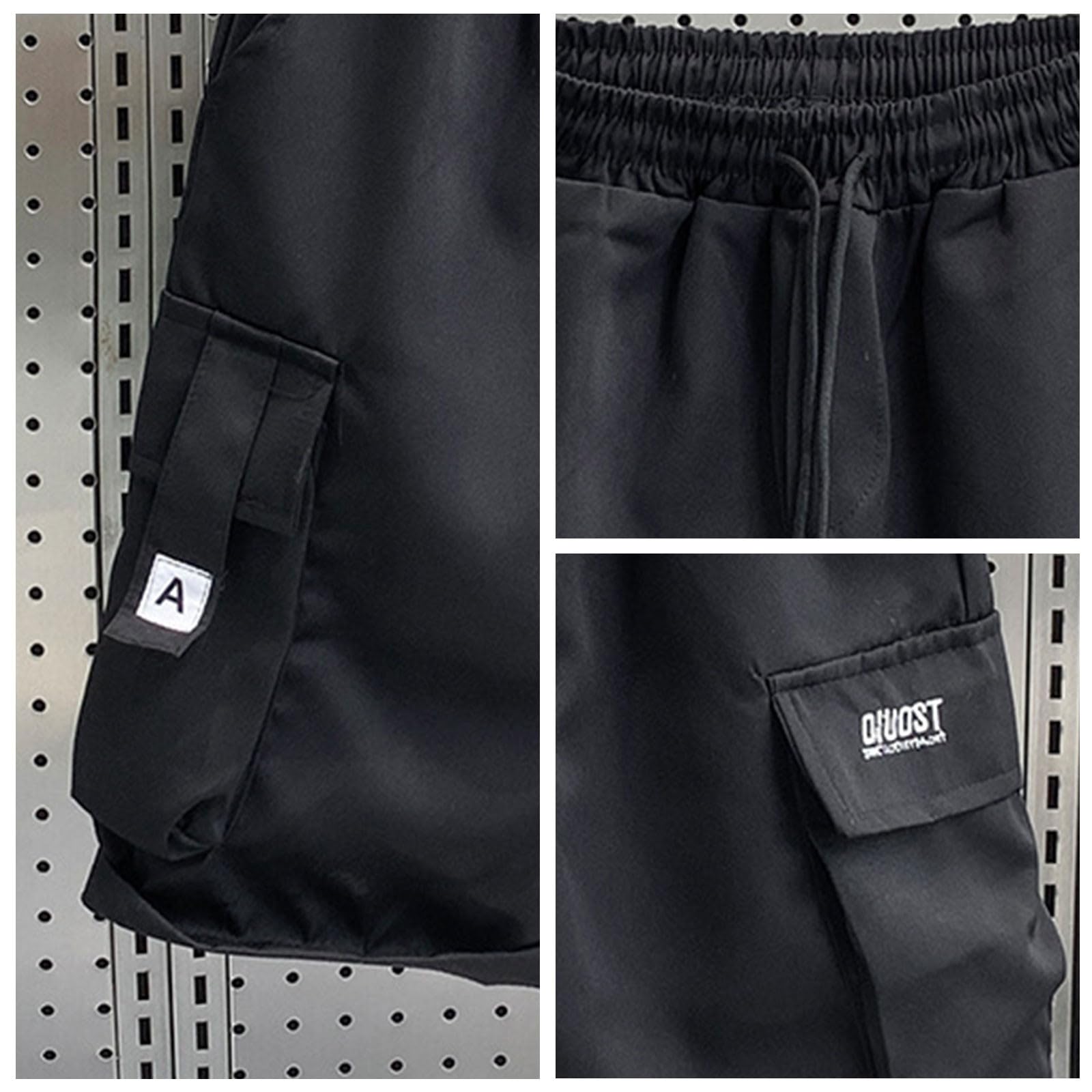 Men's Stretchy Cargo Shorts Hiking Short Pants with Multi Pockets Summer Outdoor Elastic Waist Shorts Loose Drawstring Pant — view 6
