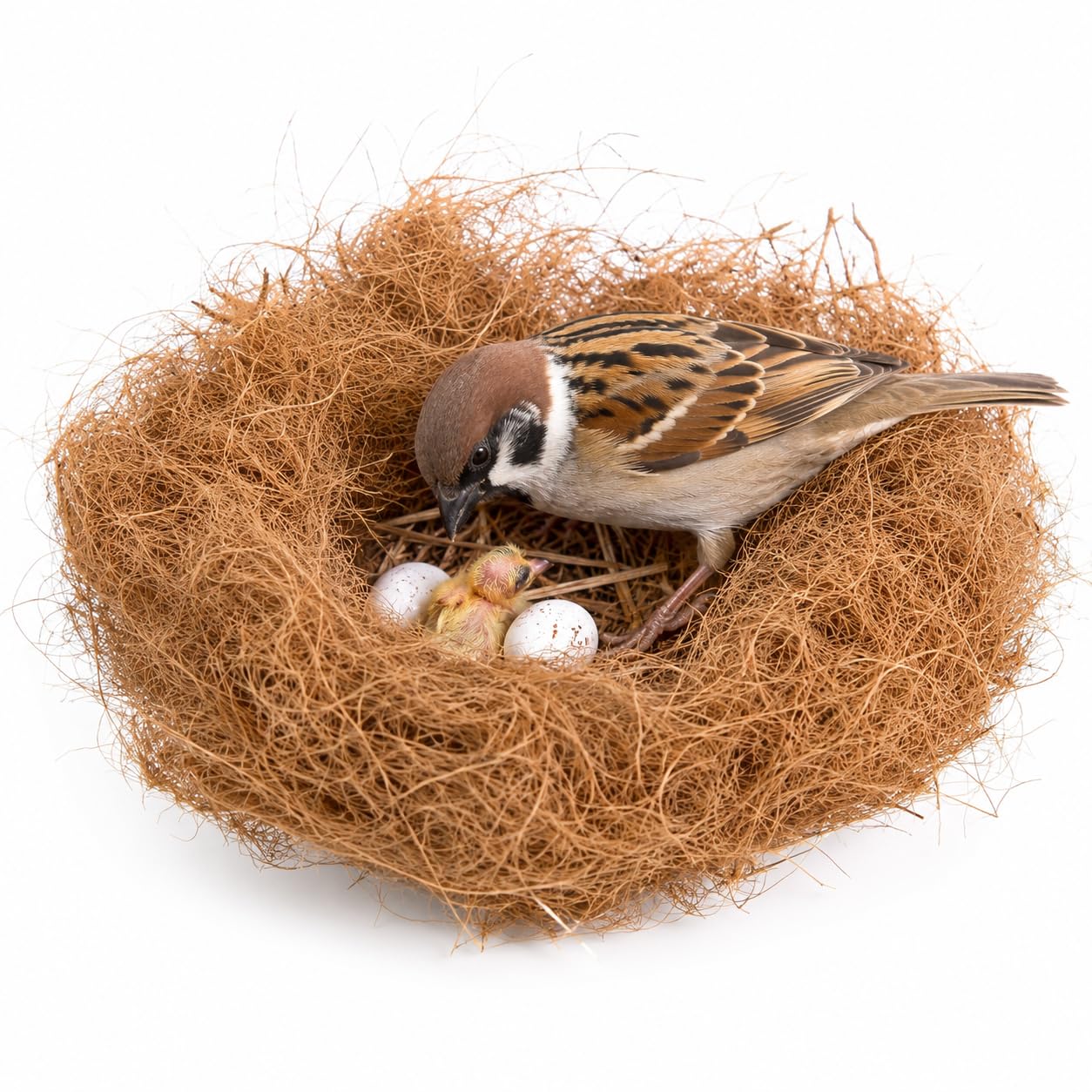 Sparrow Daughter Natural Coco Fiber Nesting Materials for Making 4 nests, for All Small Birds and Animals, Laying Eggs Breeding as Natural Bed, (200 Grams)