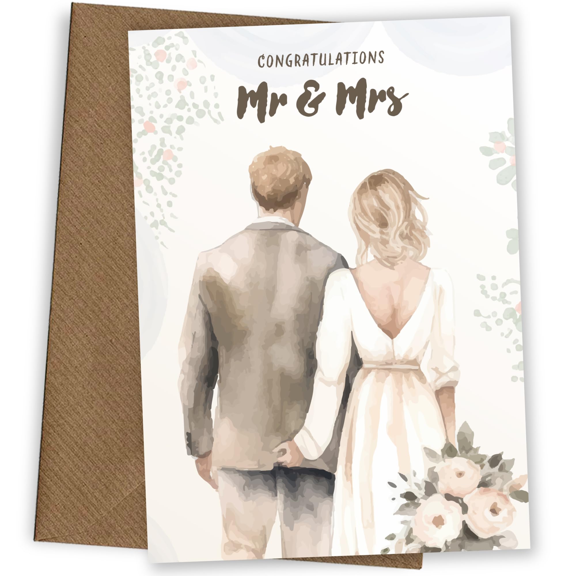 Biglietto di auguri personalizzato per il giorno del matrimonio con poesia, scegli il colore dei capelli e la tonalità della pelle, con nomi e data, biglietto per Mr e Mrs